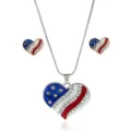 Amerikaanse vlag strass hart ketting en oorbellen sieraden set voor dames mode - Hart Set