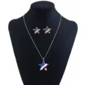 Set sieraden ketting orenringen hanger ster strass mode ontwerp stijl details - Pentagram Ster Set