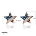 American flag star earrings with sparkling rhinestones and vibrant enamel, lightweight 1.8cm - Star Earrings