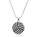 Zilverkleurige ketting met volleybal hanger versierd met schitterende strass steentjes. - Volleybal Slangenketting