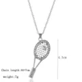 Zilveren Tennisracket Hanger Halsketting met Strass Stenen Elegante Vrouwen Sieraden - Badminton Eenvoudige Ketting
