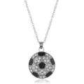 Gedetailleerd uitzicht strass voetbal hanger ketting, zilveren ketting sport sieraad - Voetbal Eenvoudige Ketting