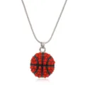 Basketbal hanger ketting met schitterende rode strass steentjes en zwarte emaille lijnen. - Basketbal Slangenketting