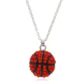 Zilverkleurige ketting met rode strass basketbal hanger voor dames, stijlvolle sport sieraden. - Basketbal Eenvoudige Ketting