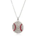 Prachtige honkbal hanger ketting met schitterende kristallen en rode stiksels gedetailleerd. - Honkbal 2 Eenvoudige Ketting