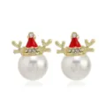 Pendientes perla asta de ciervo Navidad bonitos estrás chapado en oro pendientes de fiesta. - Asta de Ciervo Perla