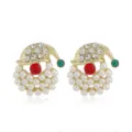 Kerst Kerstman parel strass oorknopjes goudkleurige legering feestelijke sieraden dames - Kerstman