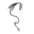 Gothic punk vliegende draak oormanchet, vintage zilveren clip oorbel met kristallen hanger. - Antiek Zilver E413