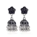 Boucles d'oreilles Jhumka indiennes vintage en alliage perles glands style ethnique pour femmes élégantes. - Argent Vieilli