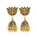 Boucles d'oreilles ethniques vintage lotus d'or cloche glands femmes bohème pendantes - Vieil Or