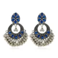 Vintage Boheemse etnische blauwe kristal zilveren oorbellen voor vrouwen mode sieraden - Blauw