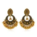 Vintage bohemian Indian ethnic crystal gemstone bead tassel earrings for women SKU. - Champagne