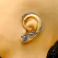 Pendiente de clip de dragón gótico plateado vintage sin piercing joyeria punk para mujer - Plata Antigua E359