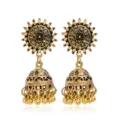 Boucles d'oreilles jhumka indiennes vintage or cloche sculptée glands en alliage femme - Vieil Or
