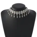 Vintage zilveren metalen choker halsketting met blauwe stenen voor dames modedetail - Zilver Blauw