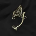 Vintage gouden holle vlindervleugels elfen oorclip detail, elegante fantasie oorbellen. - Linkeroor / Brons