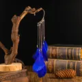 Boheemse blauwe veer kwast lange oormanchet oorbellen, Europese en Amerikaanse sjieke sieraden. - Saffierblauw
