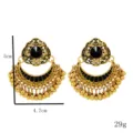 Boheemse retro gouden etnische oorbellen met zwarte emaille en kralen voor vrouwen - Zwart E222