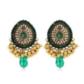 Vintage boho Indian ethnic green drop crystal tassel earrings for women elegant party jewelry - Green E425