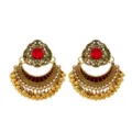 Vintage Bohemian Red Stone Gold Tassel Earrings Ethnic Drop Dangle Jewelry for Women - Red E222