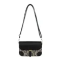Retro monogram shoulder bag for women, stylish color-block crossbody envelope bag for daily use. - Letter Black