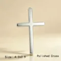 Smooth silver cross pendant necklace for men, minimalist trendy hip-hop style accessory - Pendant Only (Without Chain) - Plain Cross Accessory
