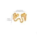 Gold stainless steel wavy open ring geometric minimalist finger jewelry accessory daily wear - Geometric Wave Open (JZ9952G)