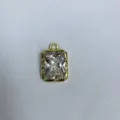 Ciondolo rettangolare placcato in oro con zircone cubico accessorio per creazione gioielli - Quadrato (Q1-11) / Oro