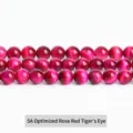 Perles Œil de Tigre Rose Rouge 5A Grade Perles Rondes en Pierre Précieuse pour Bijoux DIY - 6mm (Environ 60 Perles) / Perles d'Œil de Tigre Rose Optimisé 5A