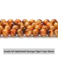 Perles de Pierre Precieuse Oeil de Tigre Orange Grade 5A Perles Rondes pour Bijoux DIY - 6mm (Environ 60 Perles) / Perles d'Œil de Tigre Orange Optimisé 5A