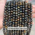 Perles en pierres précieuses de oeil de tigre bleu naturel perles en vrac rondes accessoires - 8mm (Environ 47 Perles) / Perles en Vrac Œil de Tigre Bleu Naturel 1A