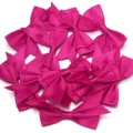 Hot pink polyester double layer swallowtail ribbon bows for DIY craft gift wrapping. - 2.5cm Width (10 Pieces/Pack) / Rose Red