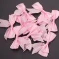 Pink satin ribbon bows set for DIY crafts, gift packaging, and garment accessories. - 2.5cm Width (10 Pieces/Pack) / Pink