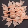 Peach satin ribbon bows, double layer swallowtail for DIY hair clips and gift packaging - 2.5cm Width (10 Pieces/Pack) / Champagne