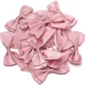 Close-up of pink double-layer satin swallowtail ribbon bows for DIY craft and gift wrapping. - 2.5cm Width (10 Pieces/Pack) / Rose Red