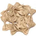 Detailed view of champagne satin hair bows, bulk craft ribbon bows for gift wrapping and DIY. - 2.5cm Width (10 Pieces/Pack) / Coffee