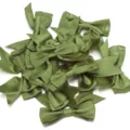 Olive green satin ribbon bows detail, double layer swallowtail bows for DIY gift packaging. - 2.5cm Width (10 Pieces/Pack) / Green