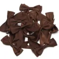 Brown satin ribbon bows, double layer swallowtail bows for gift packing and DIY hair crafts. - 2.5cm Width (10 Pieces/Pack) / Coffee