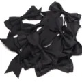 Black satin ribbon bows for gift wrapping, DIY crafts, hair accessories, and clothing decor. - 2.5cm Width (10 Pieces/Pack) / Black