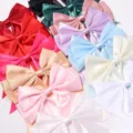 Colorful satin bow hair clips ribbons DIY craft gift wrapping accessories details view - 4cm Width (10 Pieces/Pack) / Multicolor