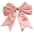 Pink satin double layer swallowtail bow detail close-up for hair clip and gift wrapping. - 4cm Width (10 Pieces/Pack) / Lotus root pink