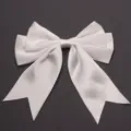 White polyester double layer bow hair clip gift packaging accessory DIY craft supply - 4cm Width (10 Pieces/Pack) / White