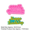 Moule à gâteau en silicone Happy Birthday DIY chocolat fondant outil pâtisserie décoration - Style 2 (15-304) / Rose