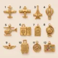 Charms de voyage en acier inoxydable doré 18K pendentif bricolage avion valise 12pcs - Pendentif Passeport
