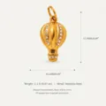 Colgante de globo aerostático de acero inoxidable bañado en oro con pedrería - Globo Aerostático
