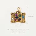 Pendentif valise en acier inoxydable dor 18K pierres colorez bricolage bijoux principal - Pendentif Valise à Autocollants