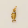 Pendentif charm squelette de poisson doré avec strass en cristal pour accessoires de bijoux DIY - Arête de poisson