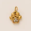 Pendentif breloque empreinte de patte dorée avec cristaux étincelants, idéal pour bijoux DIY. - Patte