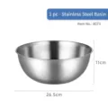 Stainless steel mixing bowl 304 food grade baking egg basin dough knead container 26.5cm - Stainless Steel Basin / Diameter 26cm