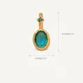 Gold copper oval blue stone pendant necklace accessory with dimension and weight specs. - March Birthstone Pendant